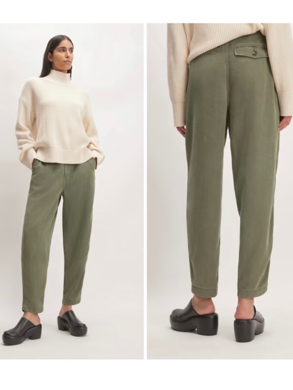 Everlane Olive Green Tencel Tapered Relaxed Chino Pants- Size 12